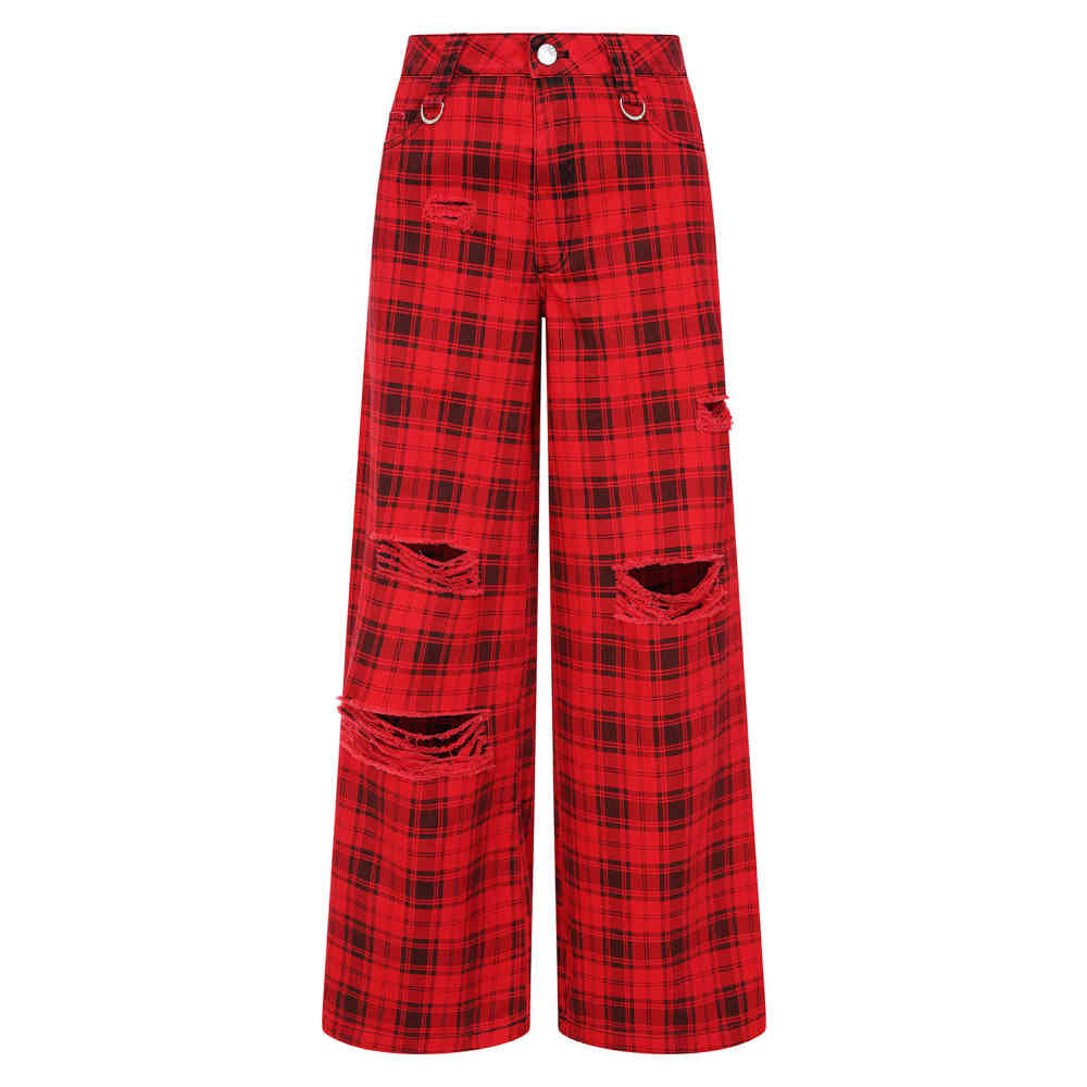 Banned - Kenouna Wijde broek - Zwart/Paars